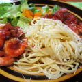 Räk och korvgryta med spagetti