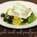 Stekt torsk och grönsaker med persiljemajonnäs