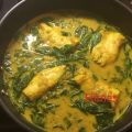 Torskrygg med spenat och gul curry