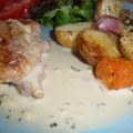 Ostfylld fläskschnitzel, bra vardagsmat.