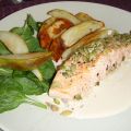 Lax med balsamicosås och päron