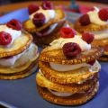 Plättbakelser med hallon och yoghurtgrädde