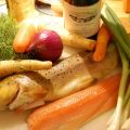 Stekt fisk, fjällöring och grönsaker