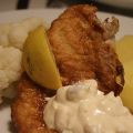 Panerad sejfilé med äppel och curry sås