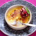 Crème brulée med hallon och passionsfrukt
