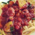 Linguine med chorizo och paprika