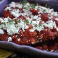 Ugnsbakad aubergine med fetaost och oregano