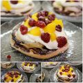 Pavlova med choklad, lemoncurd och frukt