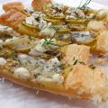 Potatis- och getostflarn med vitlök och timjan