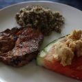 Grillad vattenmelon med chunky jordnötssås