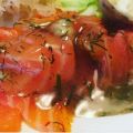 Saffransgravad lax med honungssås
