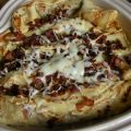 Champinjoncrepes med knaperstekt bacon