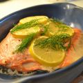 Helstekt lax med citronsås