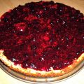 Hallon- och blåbärscheesecake