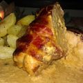 Baconkyckling i grönpepparsås