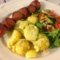 Mixat korvspett med senapspotatis
