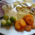 Söndagsstek med gräddsås och potatisgratäng