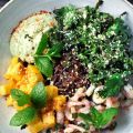 Black barley bowl med marinerade räkor, rostade[...]