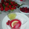 Isad rabarbersoppa och jordgubbar med Limoncello