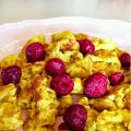 Scrambled pancakes med saffran