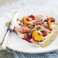 Mascarponepizza med persikor