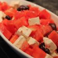 Vattenmelon, feta och oliver