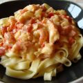 Pasta  med heta kräftstjärtar