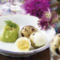 Vaktelägg med avokado och chilidipp
