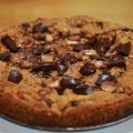 Big chocolate and caramel cookie-cake
