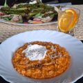 Tomatrisotto med burrata och sparrissallad