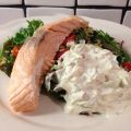 Ångkokt lax med fräsch bostonsås
