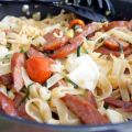Tagiatelle med chorizo och frästa grönsaker