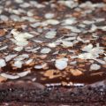 Kladdkaka med krämigt täcke och flagad mandel