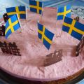 Kladdig chokladtårta med hallontopping.