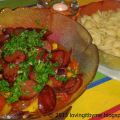 God middag med Ratatouille med lammkorv