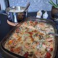 Gratinerad fiskgratäng med lax och basilika