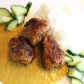 Cornflakespanerad kyckling med ris och currysås