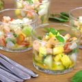 Ceviche med färsk frukt och pilgrimsmusslor