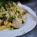 Kantarellpasta med kalvfrikadeller
