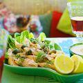 Varmrökt lax med pepparrotsdressing