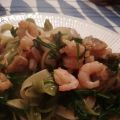 Pasta med skaldjur och ruccola