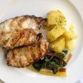 Grillad havskatt med dillpotatis och mangold