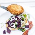 Torskburgare med rödbetssallad och chèvre