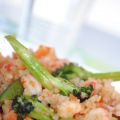 Bulgur med kräftstjärtar, ingefära & vitlök