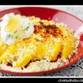Vit choklad och kokosgratinerad mango med[...]