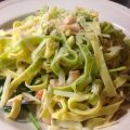 Pasta med champinjoner, räkor och spenat