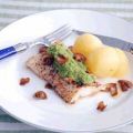 Lättstekt torsk med ärtpuré och svampchips