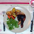Honungsmarinerad kyckling med lök och rotfrukter