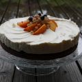 Kladdkaka med Passion-Persika mousse