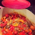 Sötsur ragu med morot, paprika och gröna linser